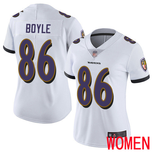 Baltimore Ravens Limited White Women Nick Boyle Road Jersey NFL Football #86 Vapor Untouchable->women nfl jersey->Women Jersey